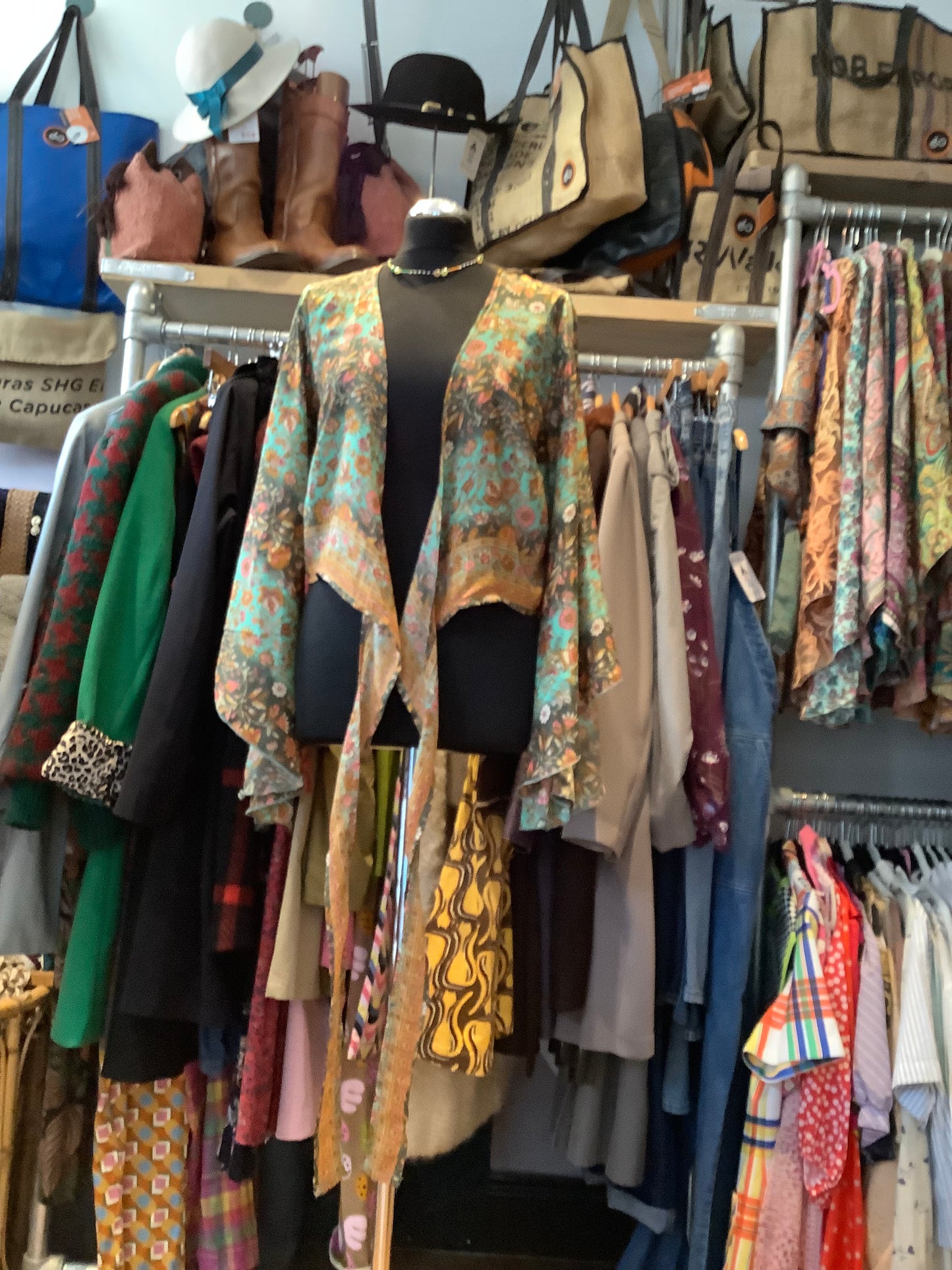 Handmade Recycled Sari bell sleeve fabric wrap top