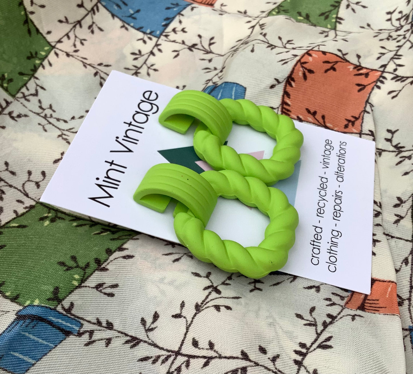 Lime green statement earrings