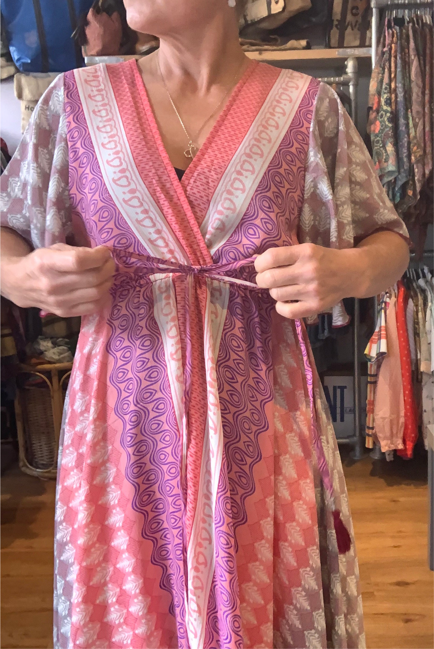 Handmade boho/prairie style silk sari dress
