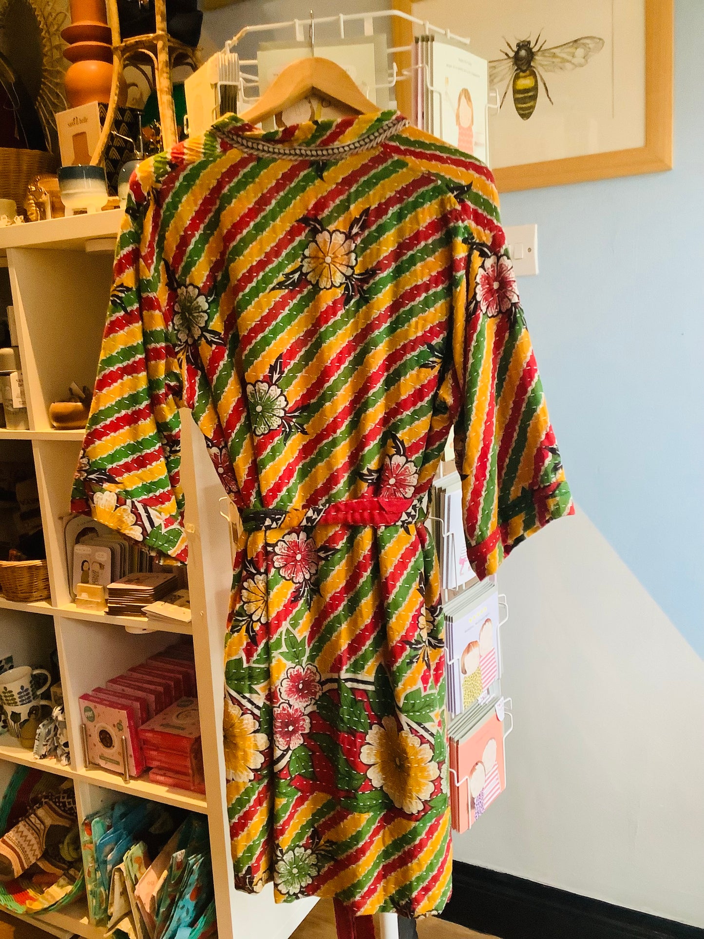 Hand made colourful Indian kantha quilted reversible jacket ~ free size 8-16