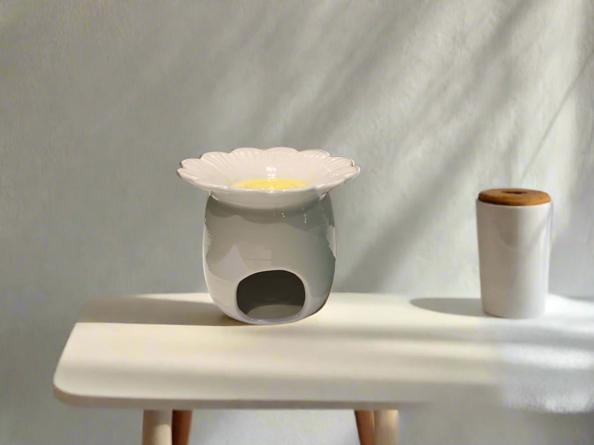 White and yellow sunflower oil/wax melt burner