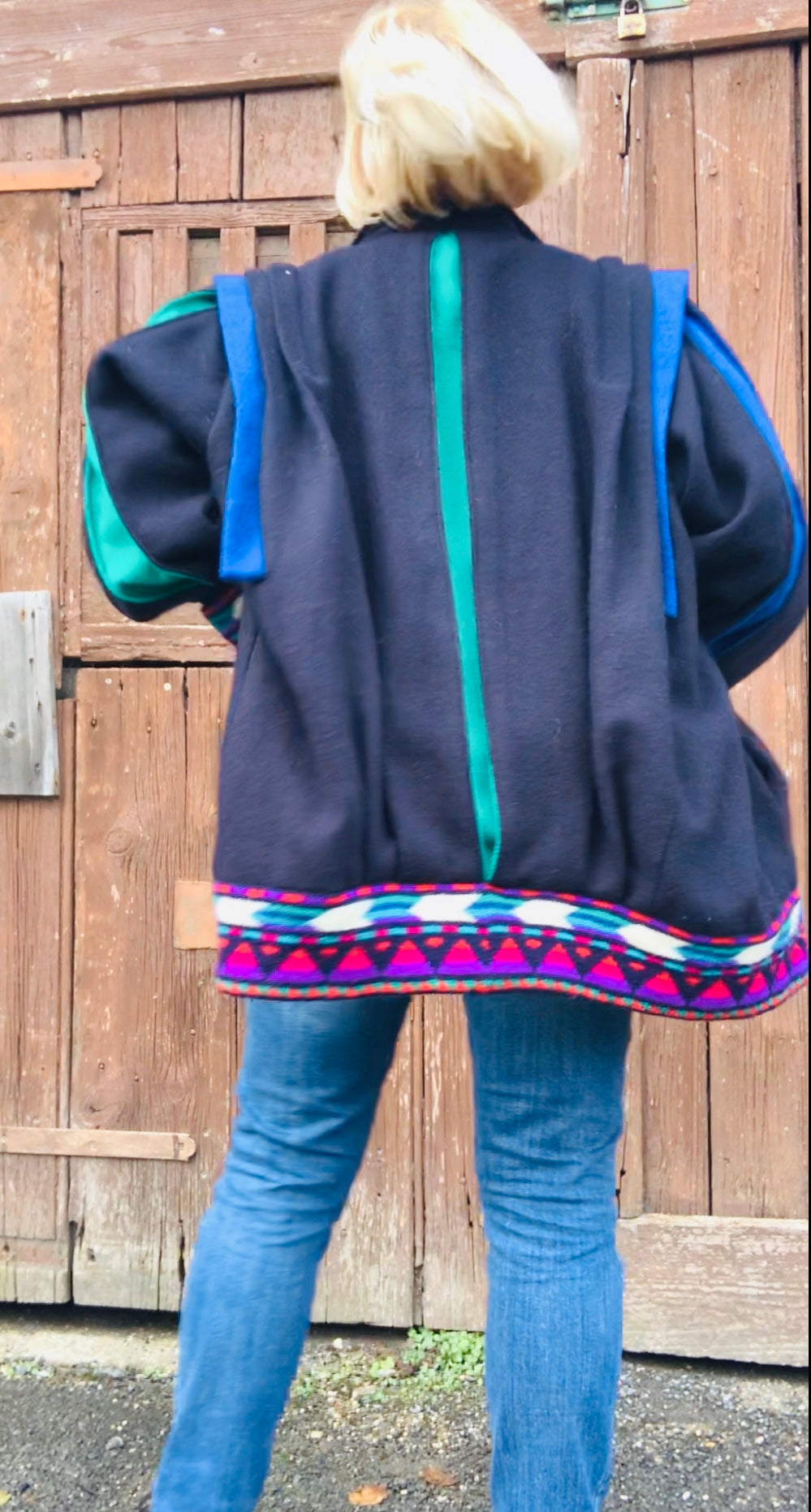 Vintage colourful oversized 1980’s wool coat
