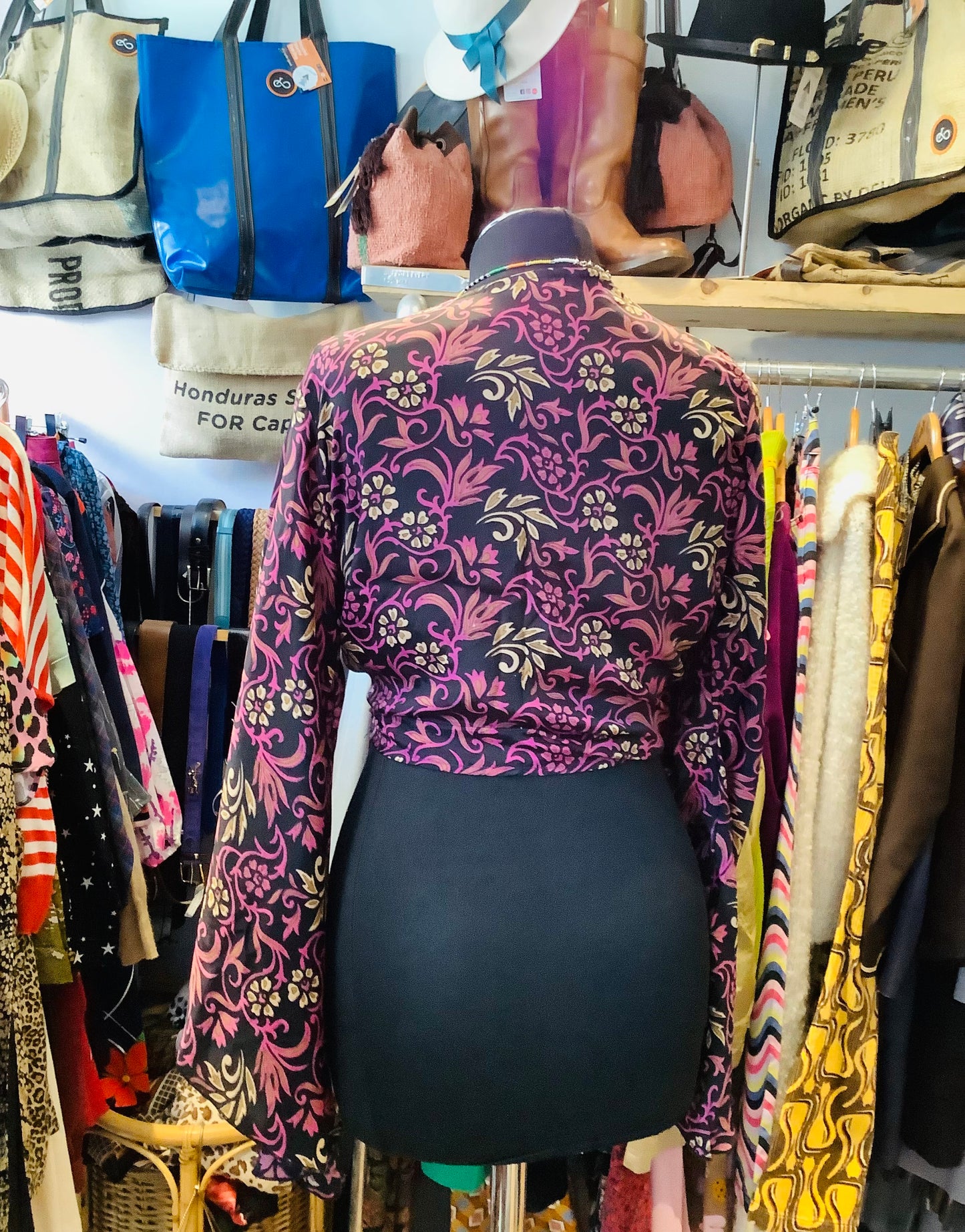 Handmade Indian silk sari fabric wrap top