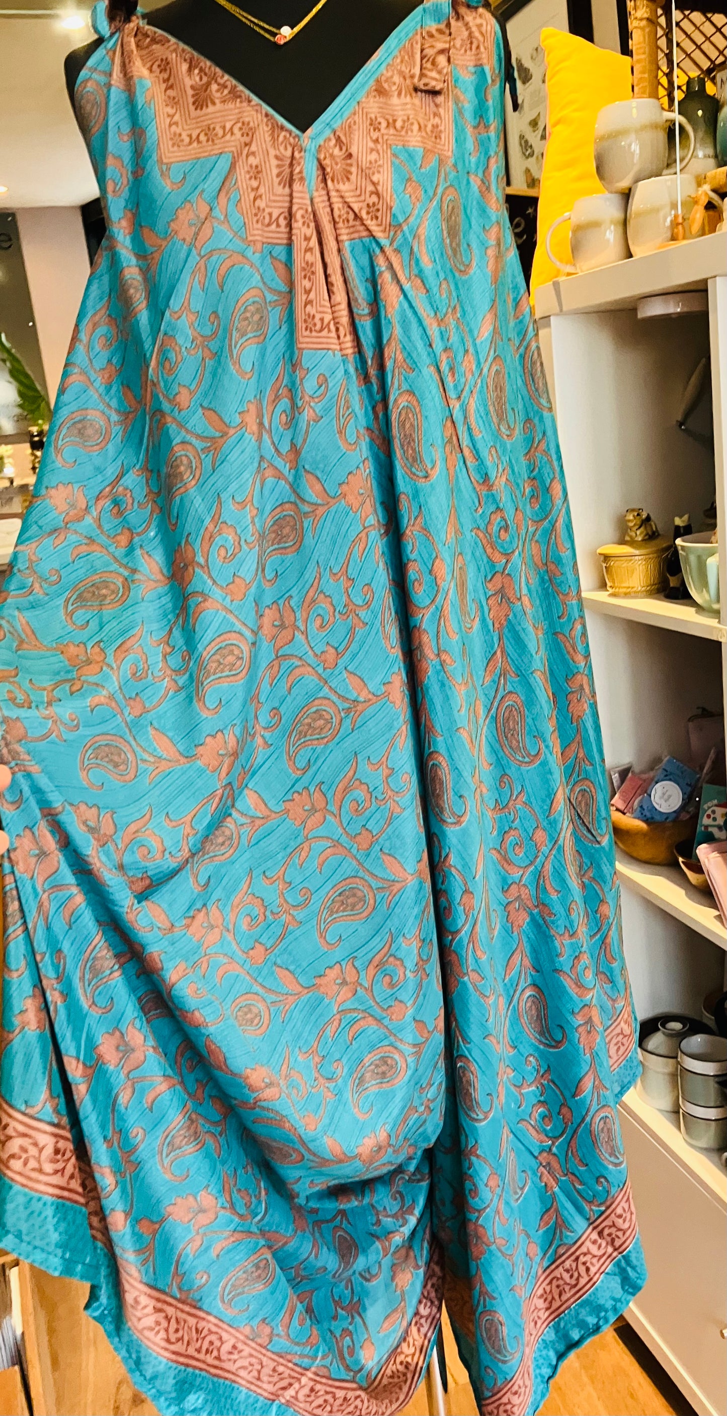 Hand made Indian sari fabric belted jumpsuit Romper ~ free size 8-18