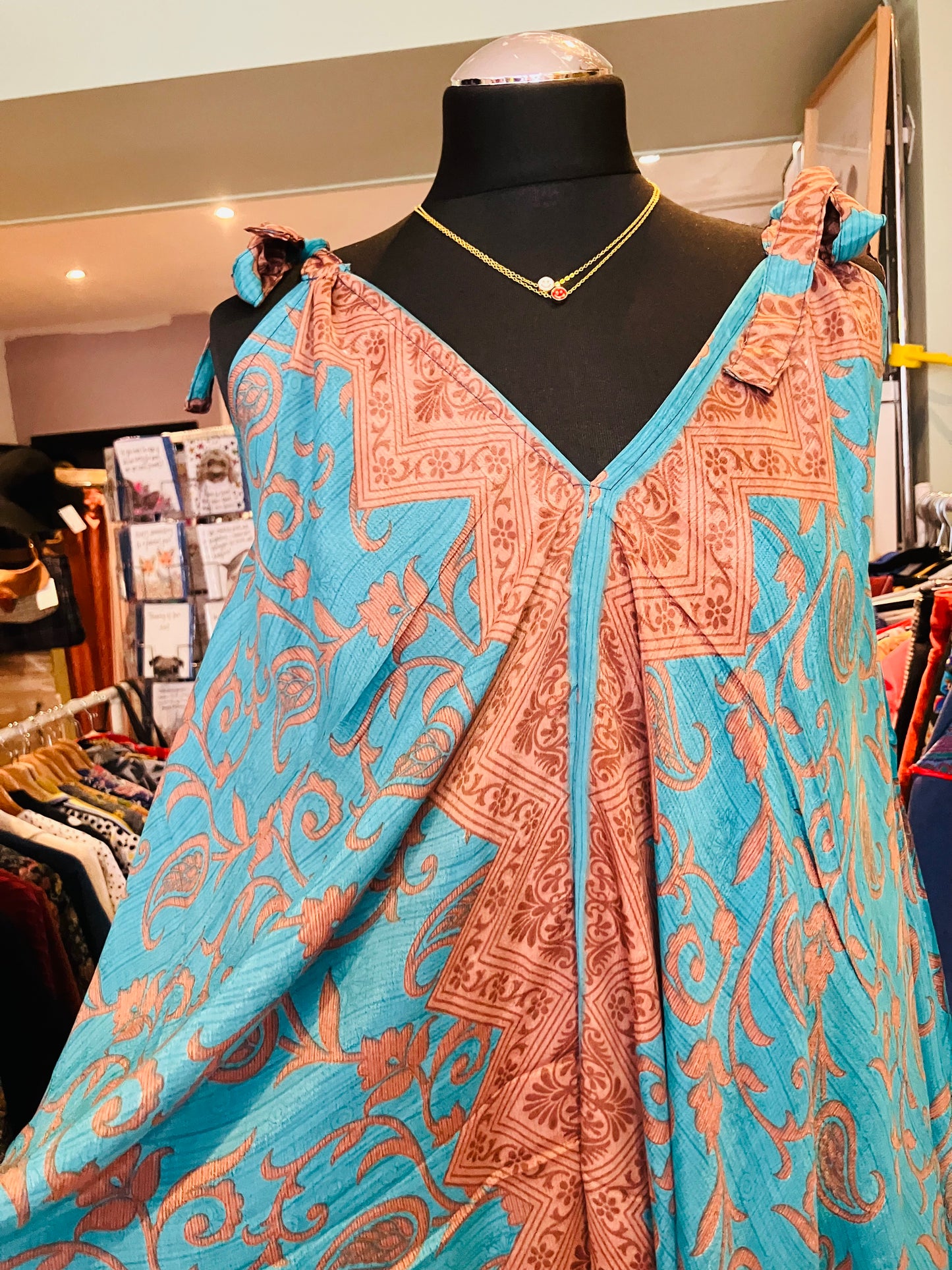 Hand made Indian sari fabric belted jumpsuit Romper ~ free size 8-18