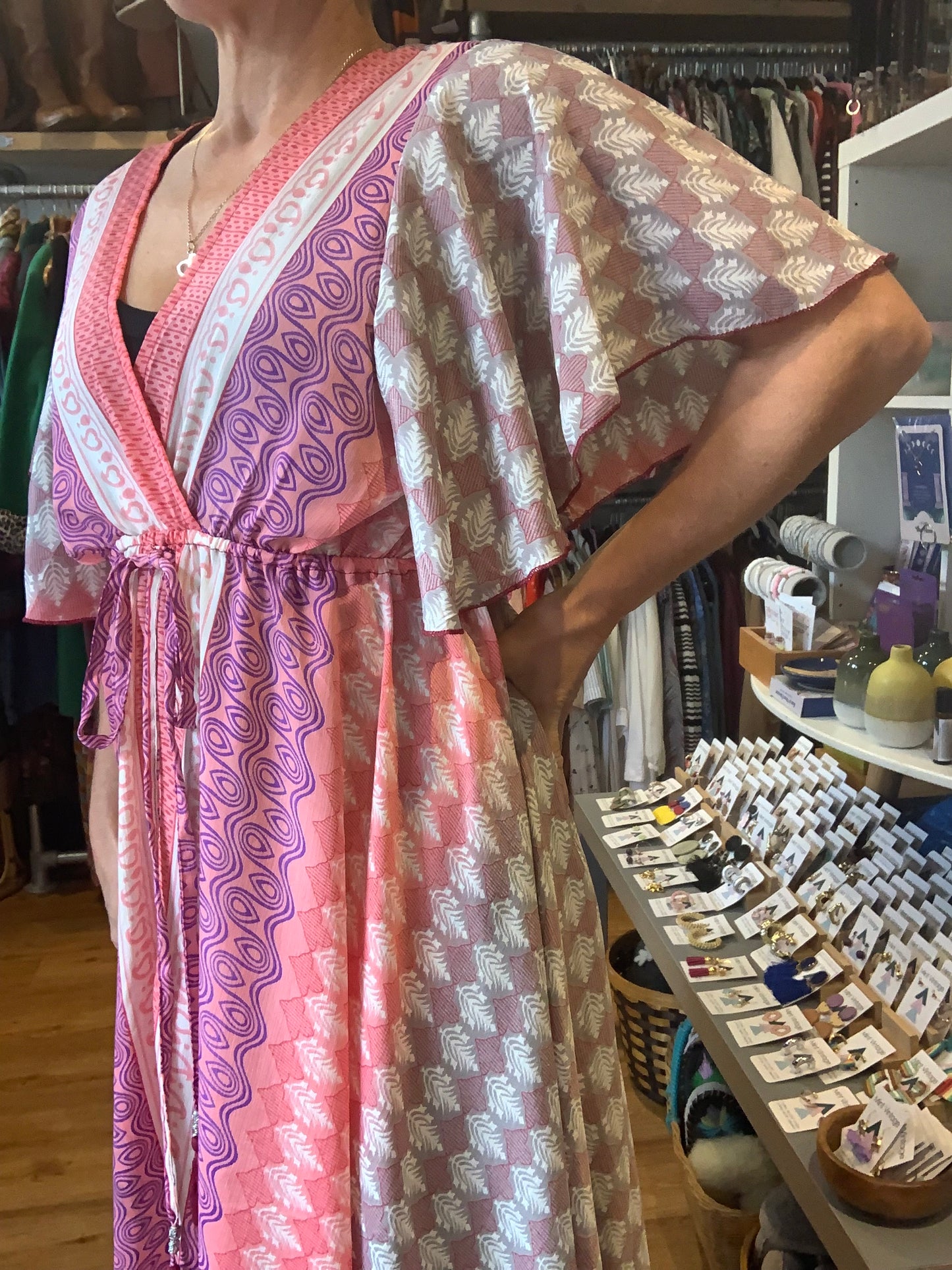 Handmade boho/prairie style silk sari dress