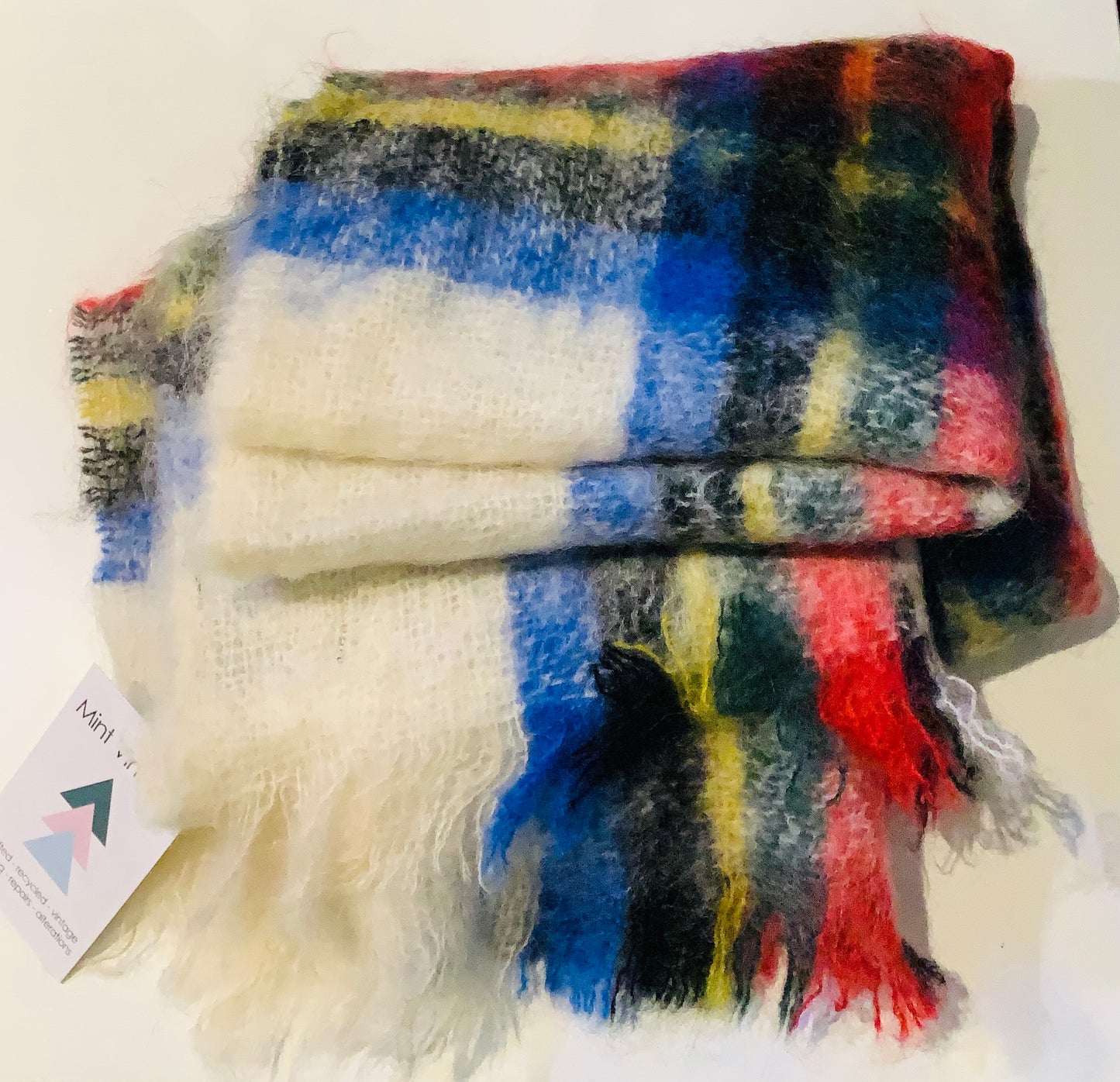 Vintage 1970’s st Michael Mohair wool tartan pattern scarf