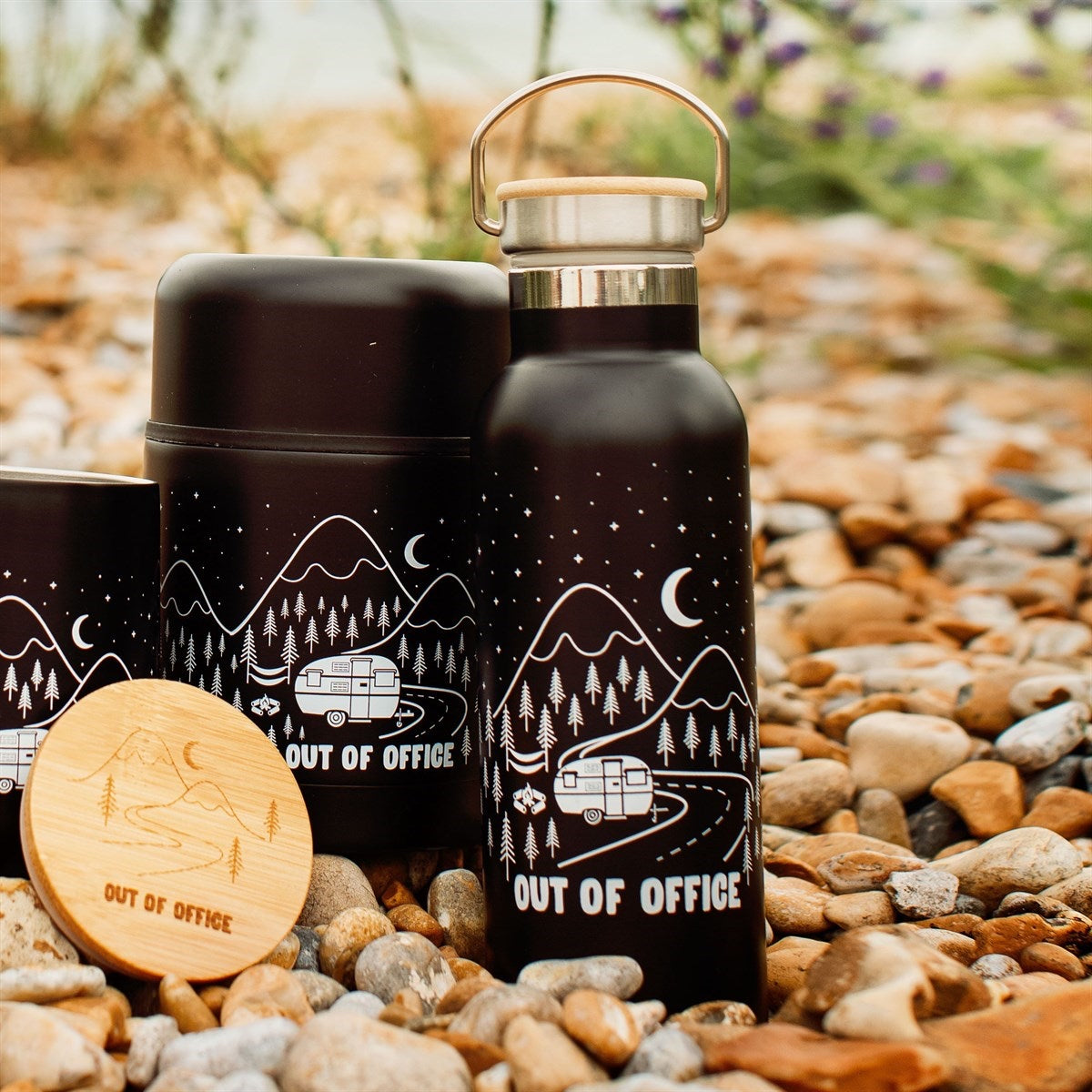 Out of office stainless steel water bottle by Sass & Belle