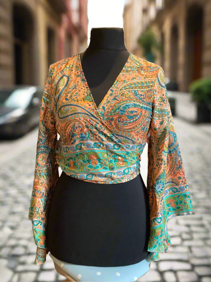 Indian Handmade Sari Fabric Wrap Top