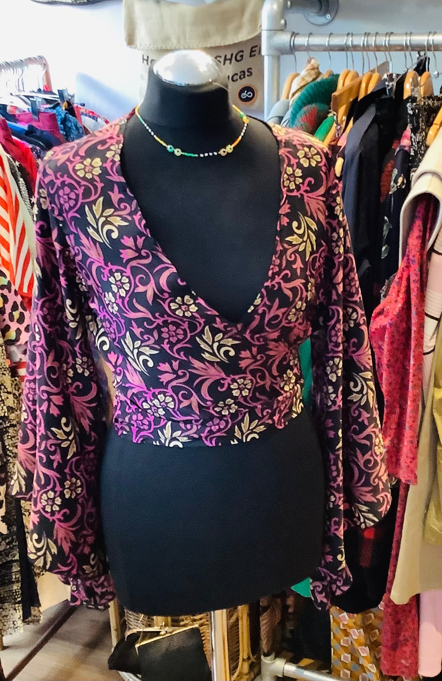 Handmade Indian silk sari fabric wrap top