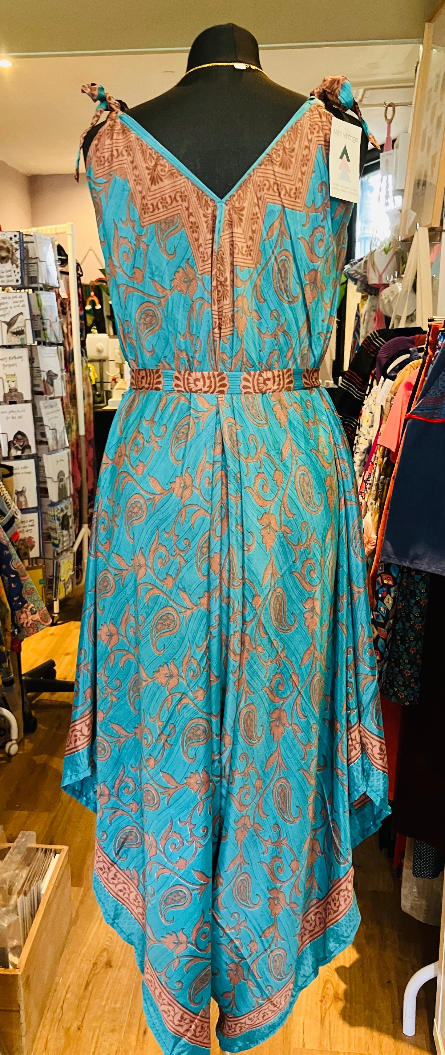 Hand made Indian sari fabric belted jumpsuit Romper ~ free size 8-18