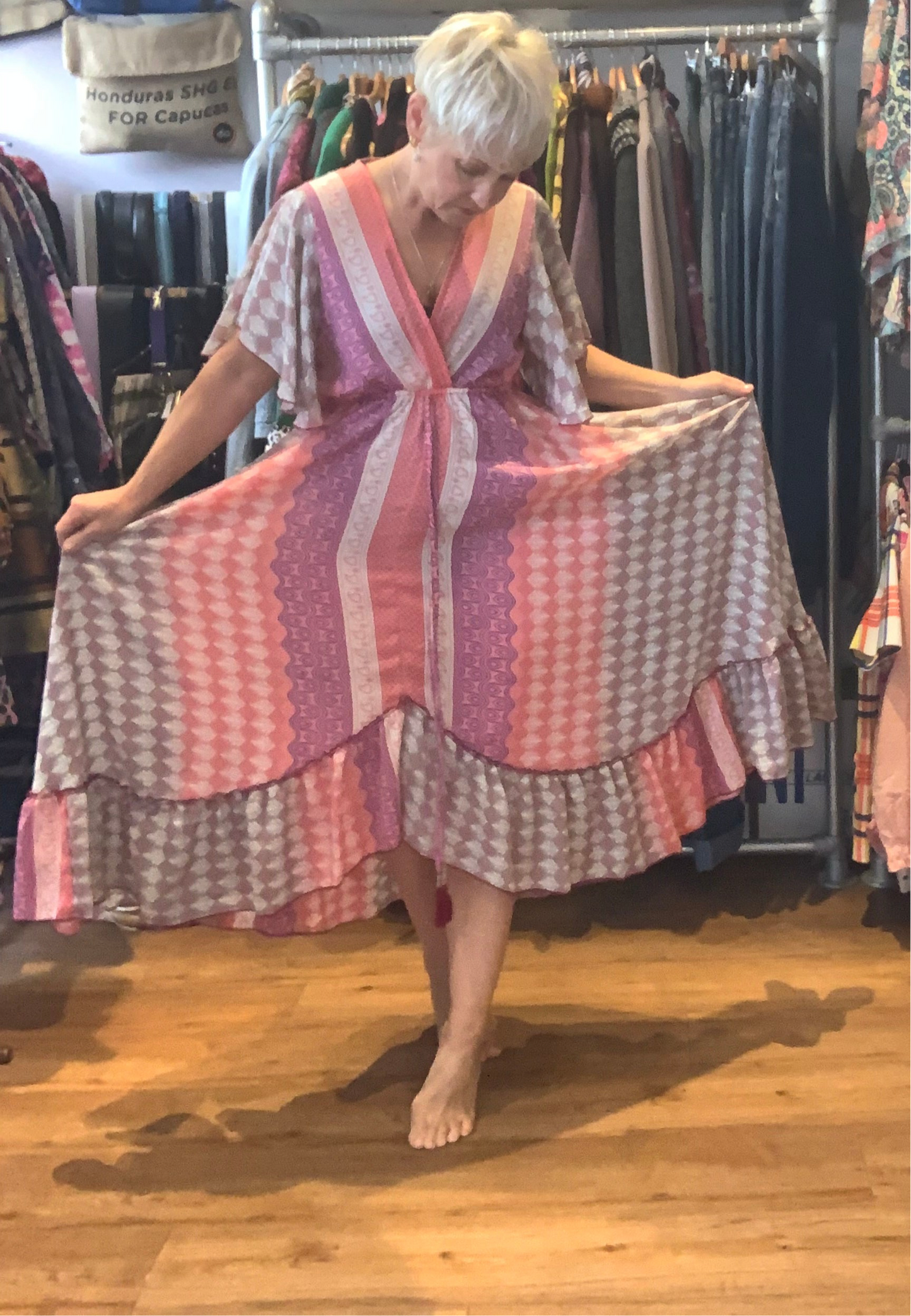 Handmade boho/prairie style silk sari dress