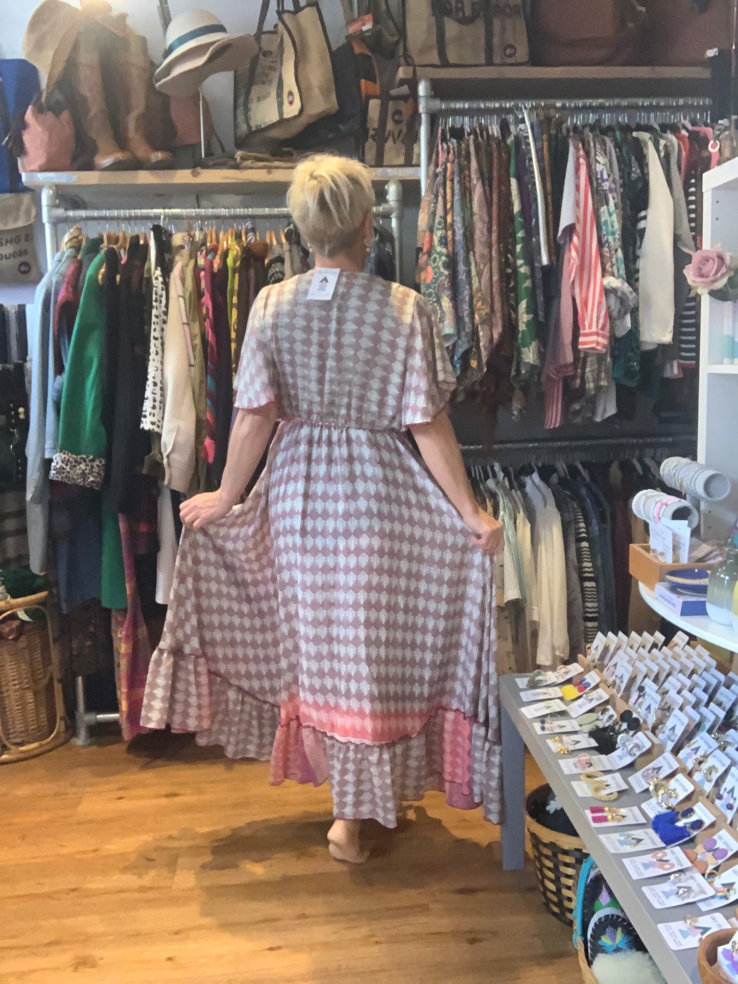 Handmade boho/prairie style silk sari dress