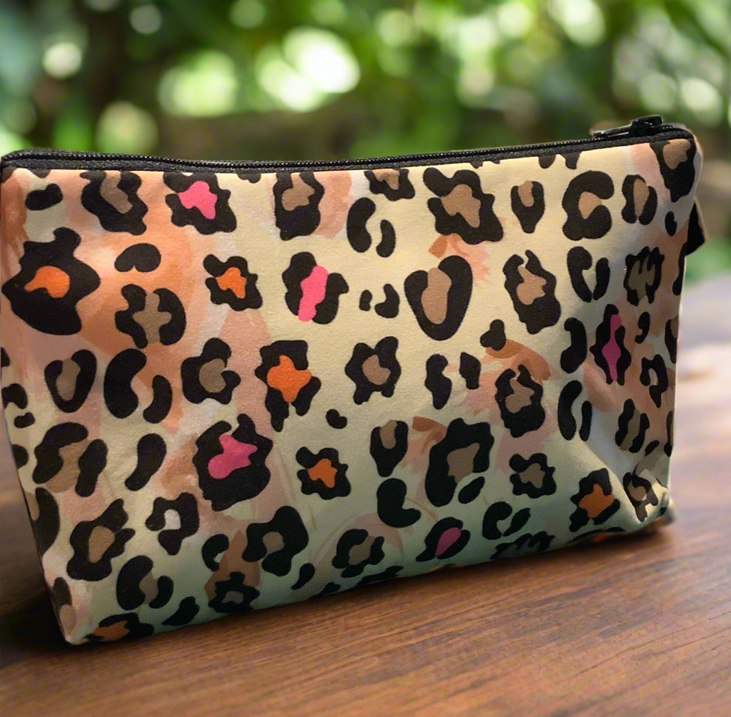 Leopard print zip pouch