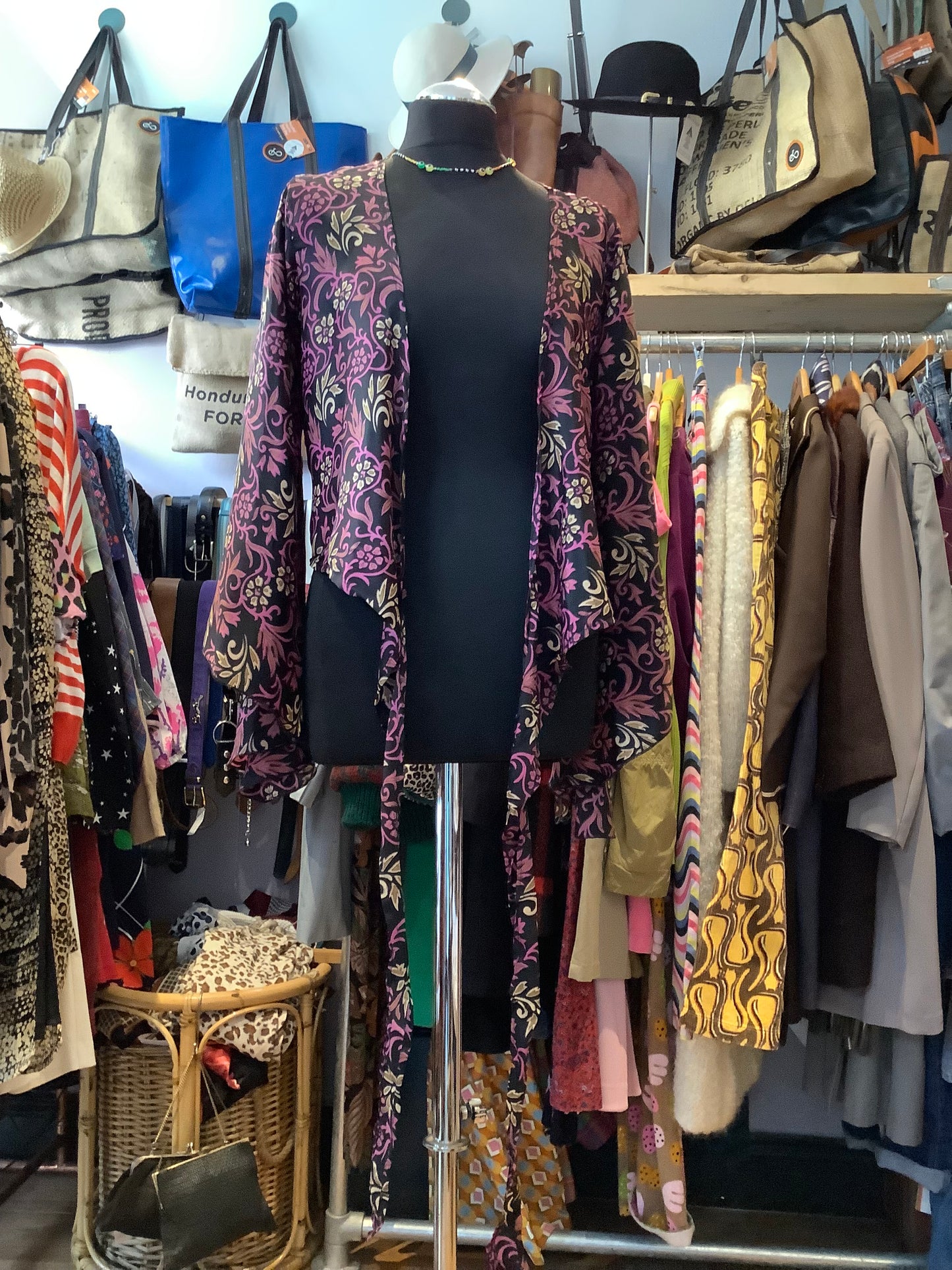 Handmade Indian silk sari fabric wrap top