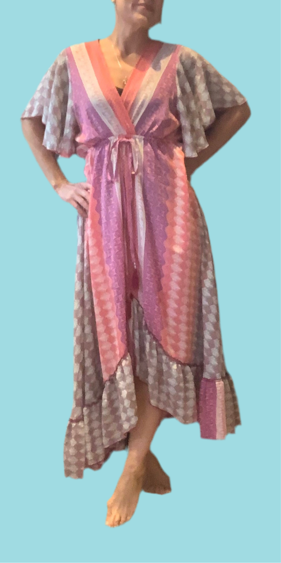 Handmade boho/prairie style silk sari dress