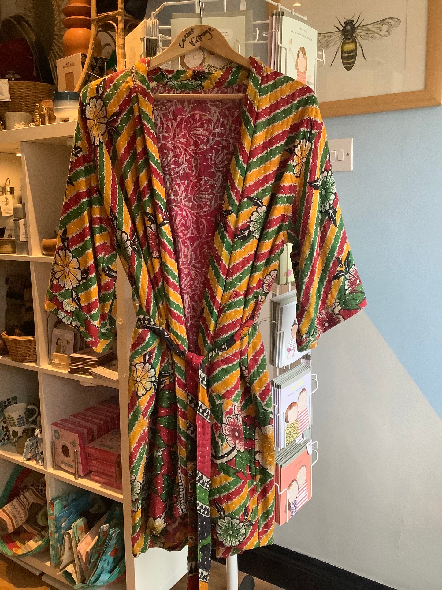 Hand made colourful Indian kantha quilted reversible jacket ~ free size 8-16