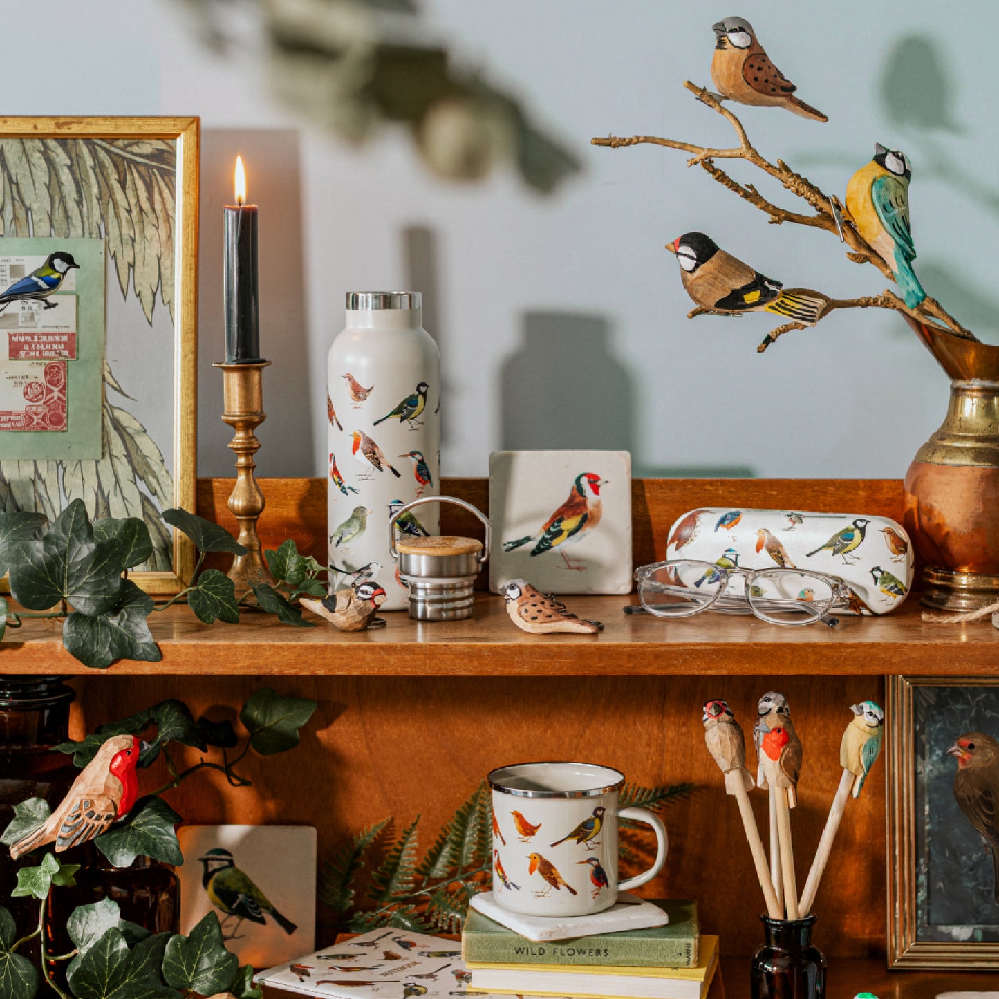 Sass and Belle vintage garden birds enamel mug