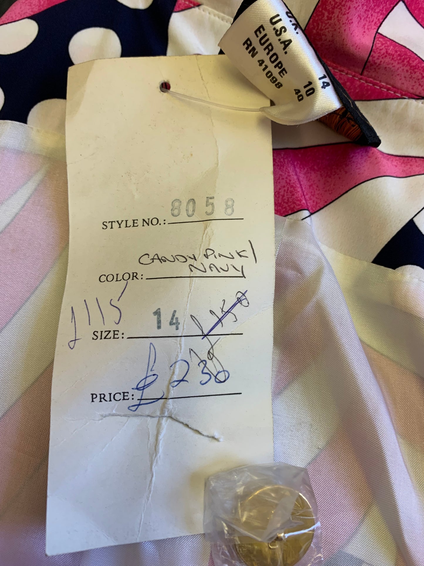 Vintage 80’s designer dead stock colourful jacket