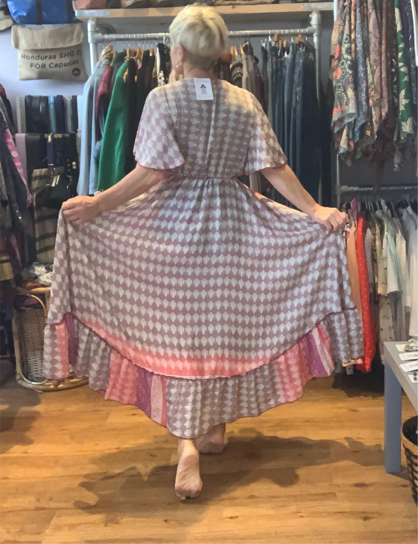 Handmade boho/prairie style silk sari dress