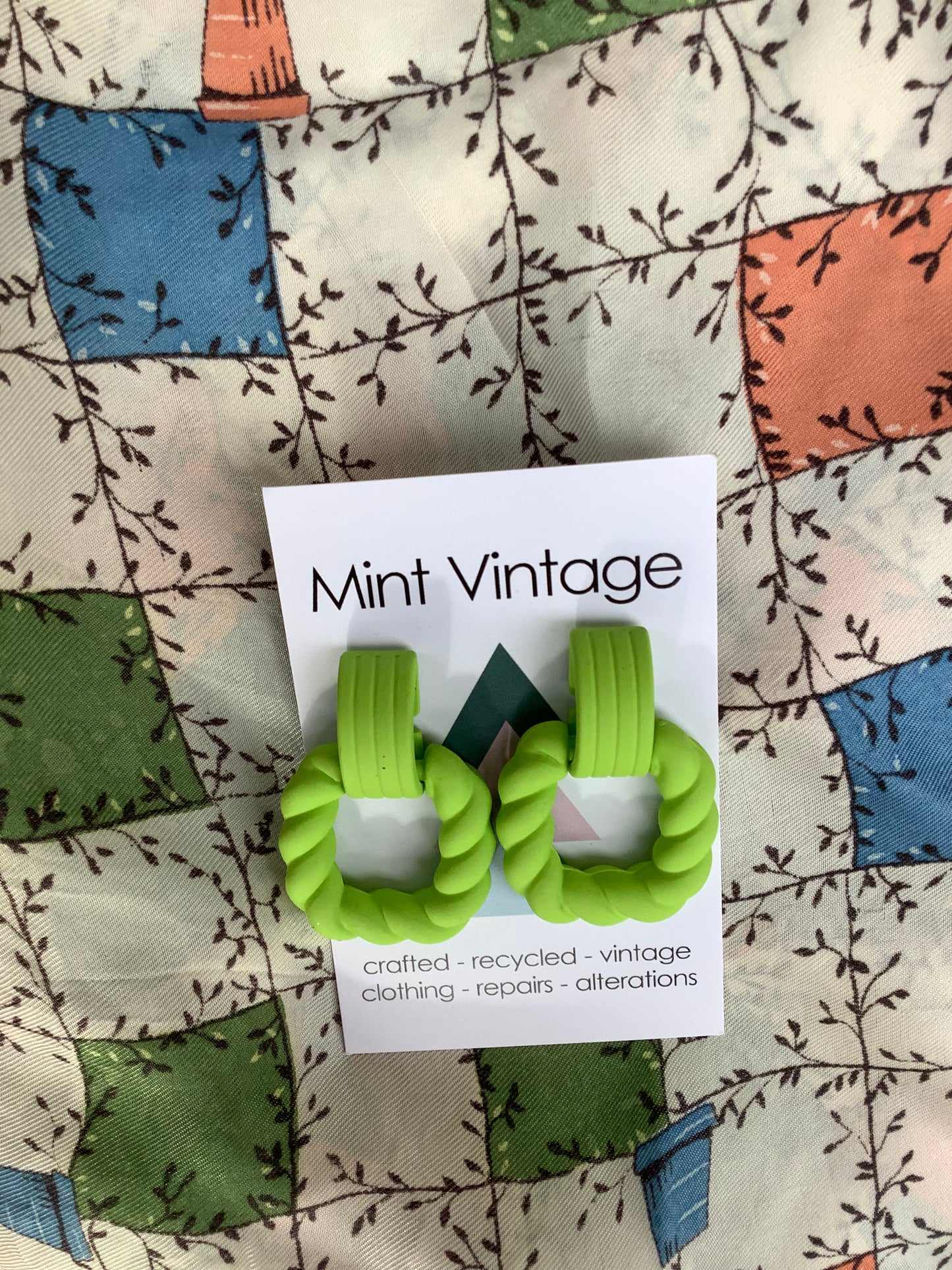 Lime green statement earrings