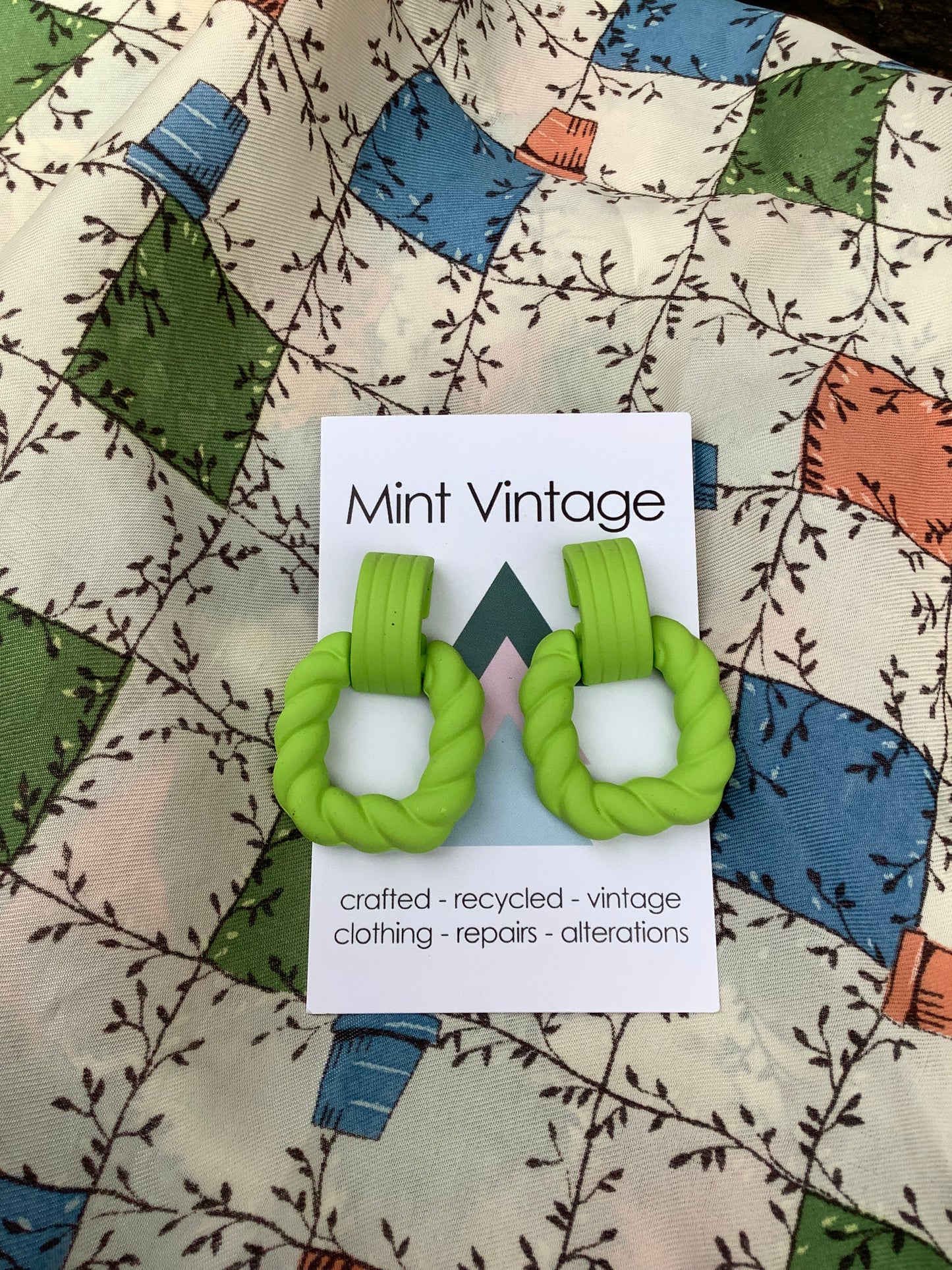 Lime green statement earrings