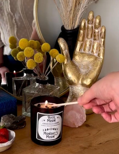 🌙New Moon 🌝 scented Manifestation Candle infused with crystals and botanicals
