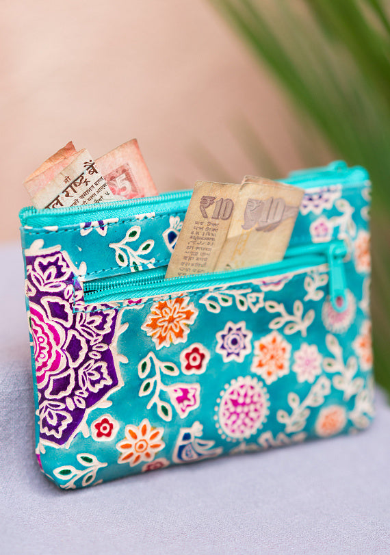 Amala Floral Leather Purse With Pocket