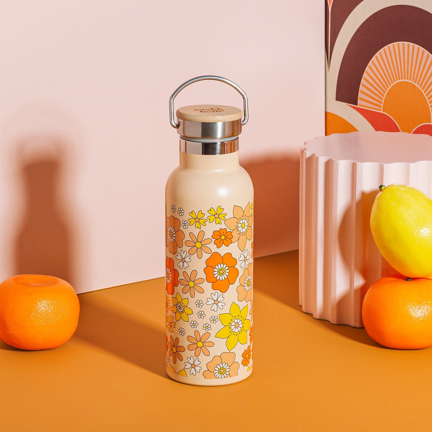1970’s flower design Sass & Belle stainless steel drinks bottle