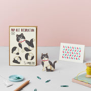 Pop out black & white cat greeting card