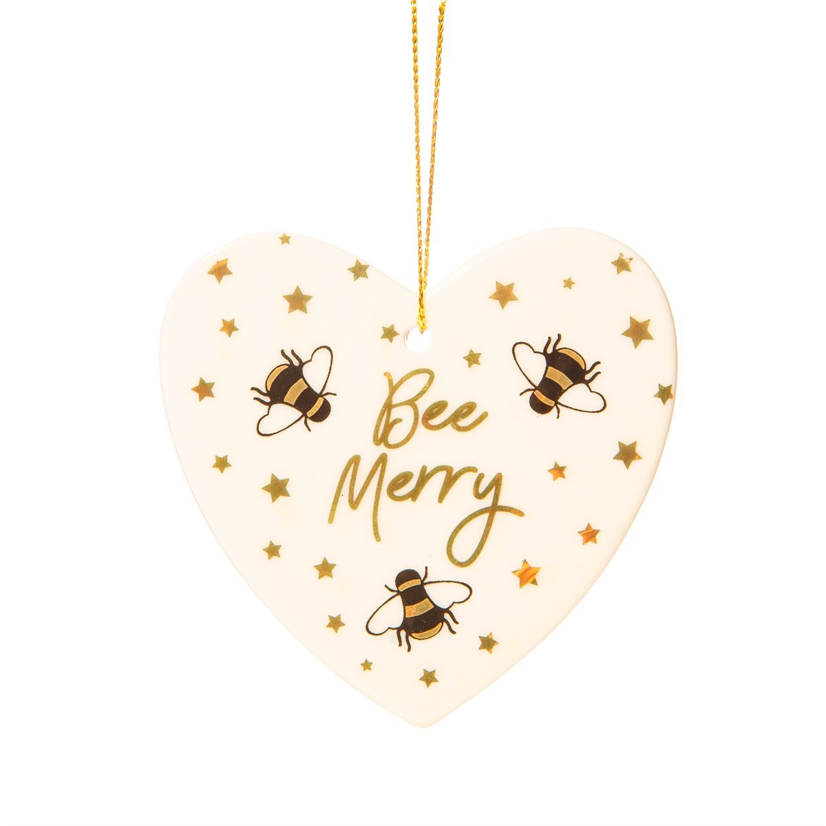 Sass and Belle ceramic Bee π Merry Christmas heart shaped hanging decoration