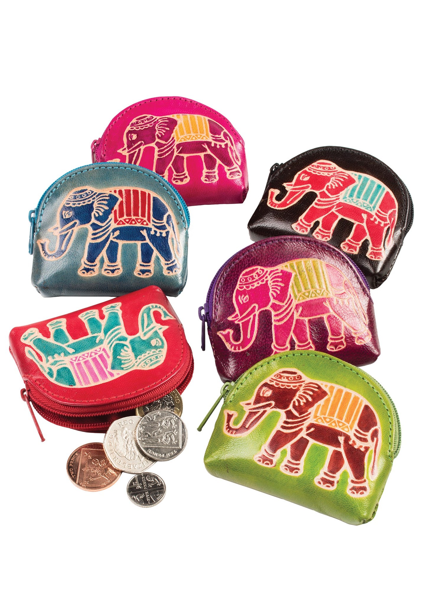 Namaste leather elephant zip coin purse