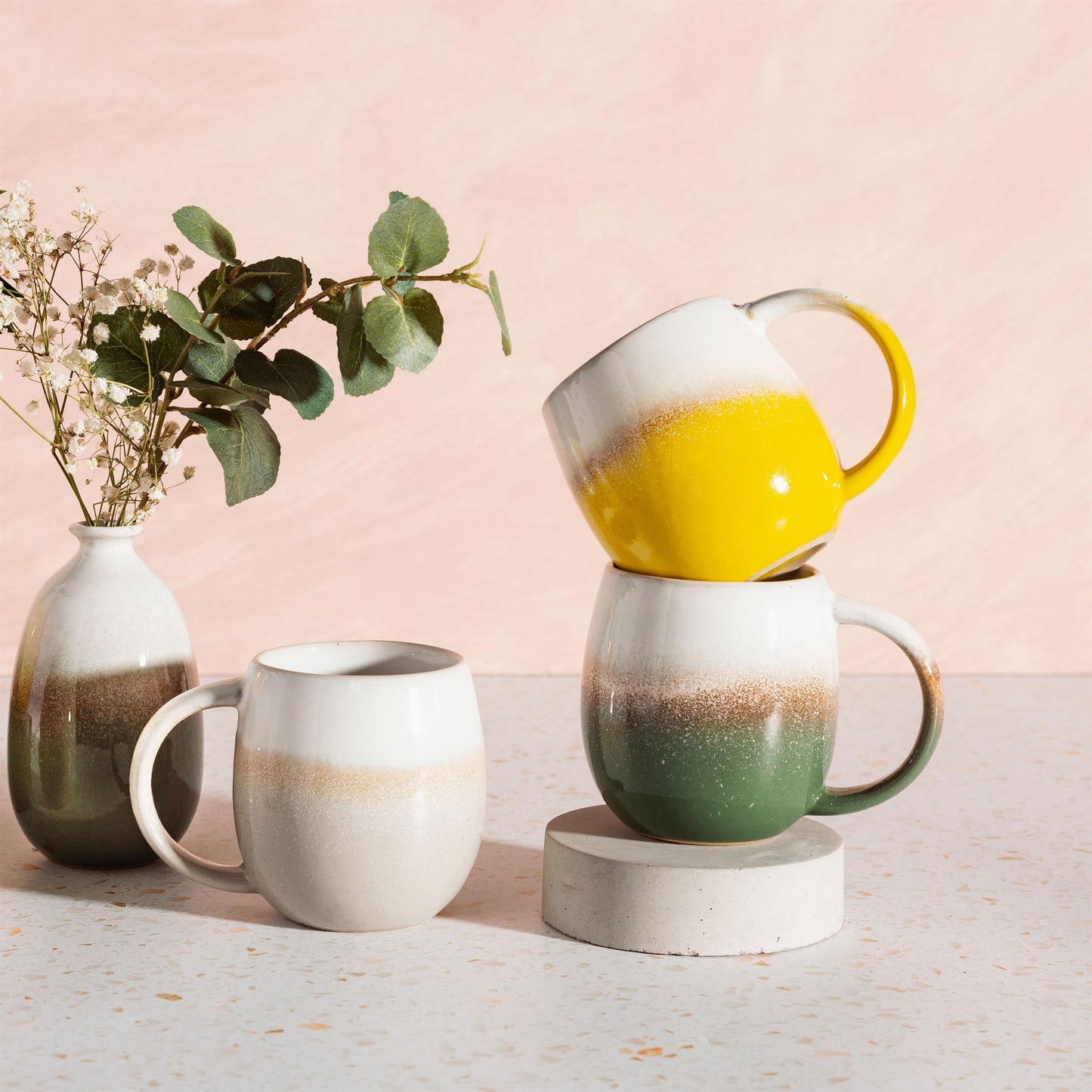 Green glazed mug