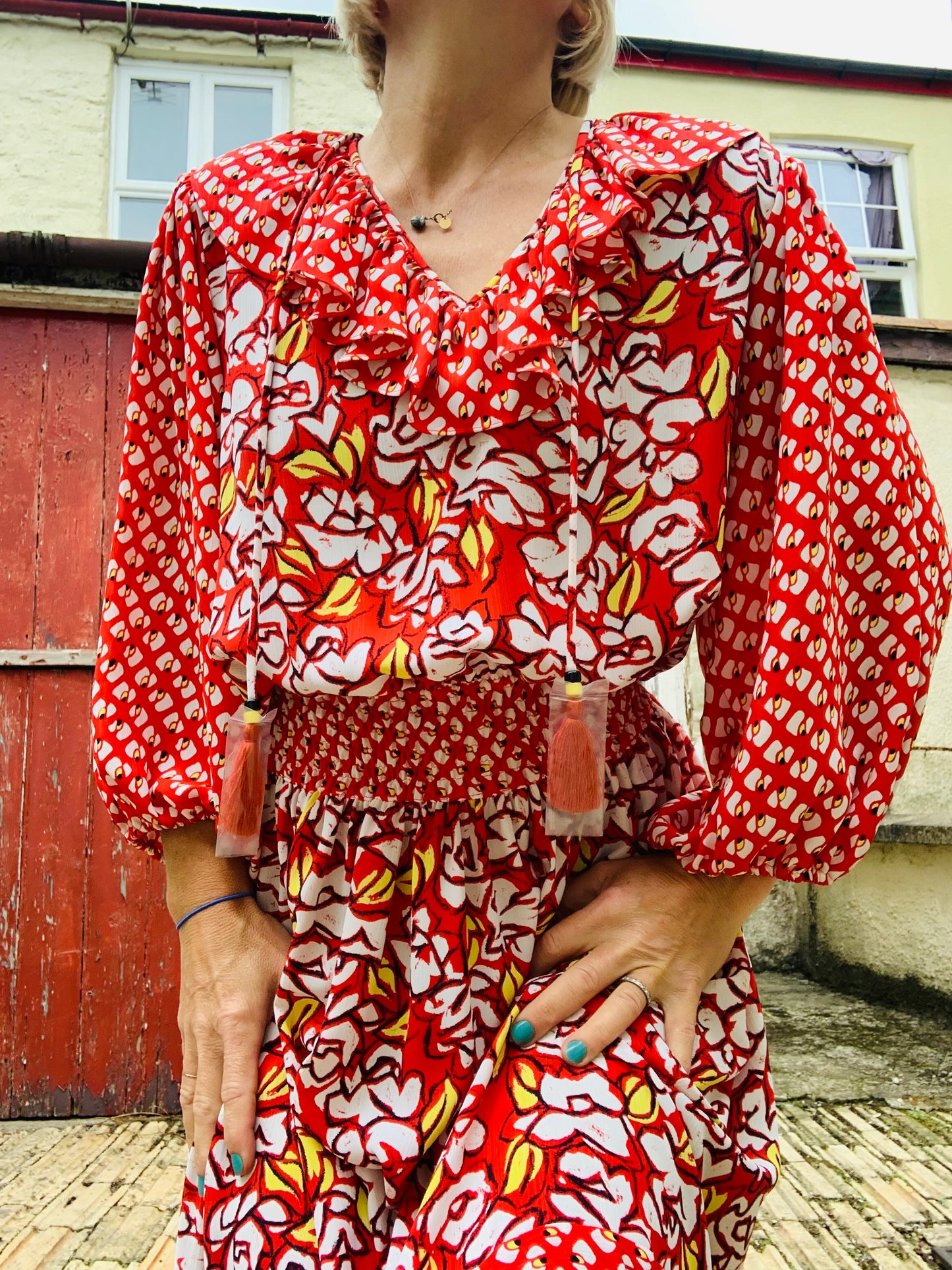 Vintage 1980’s colourful prairie style dress sz 8-14