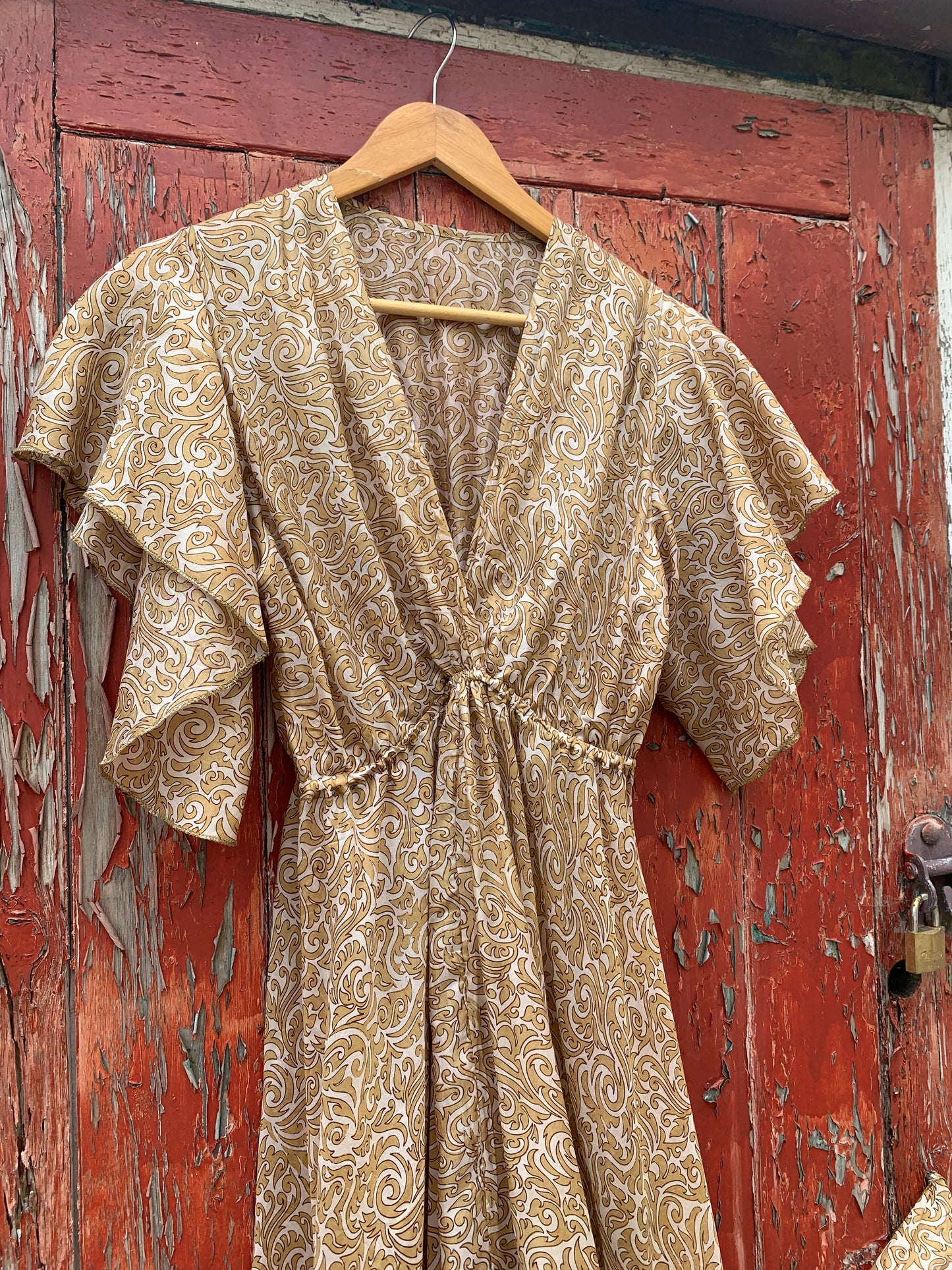 Handmade boho/prairie style silk sari dress