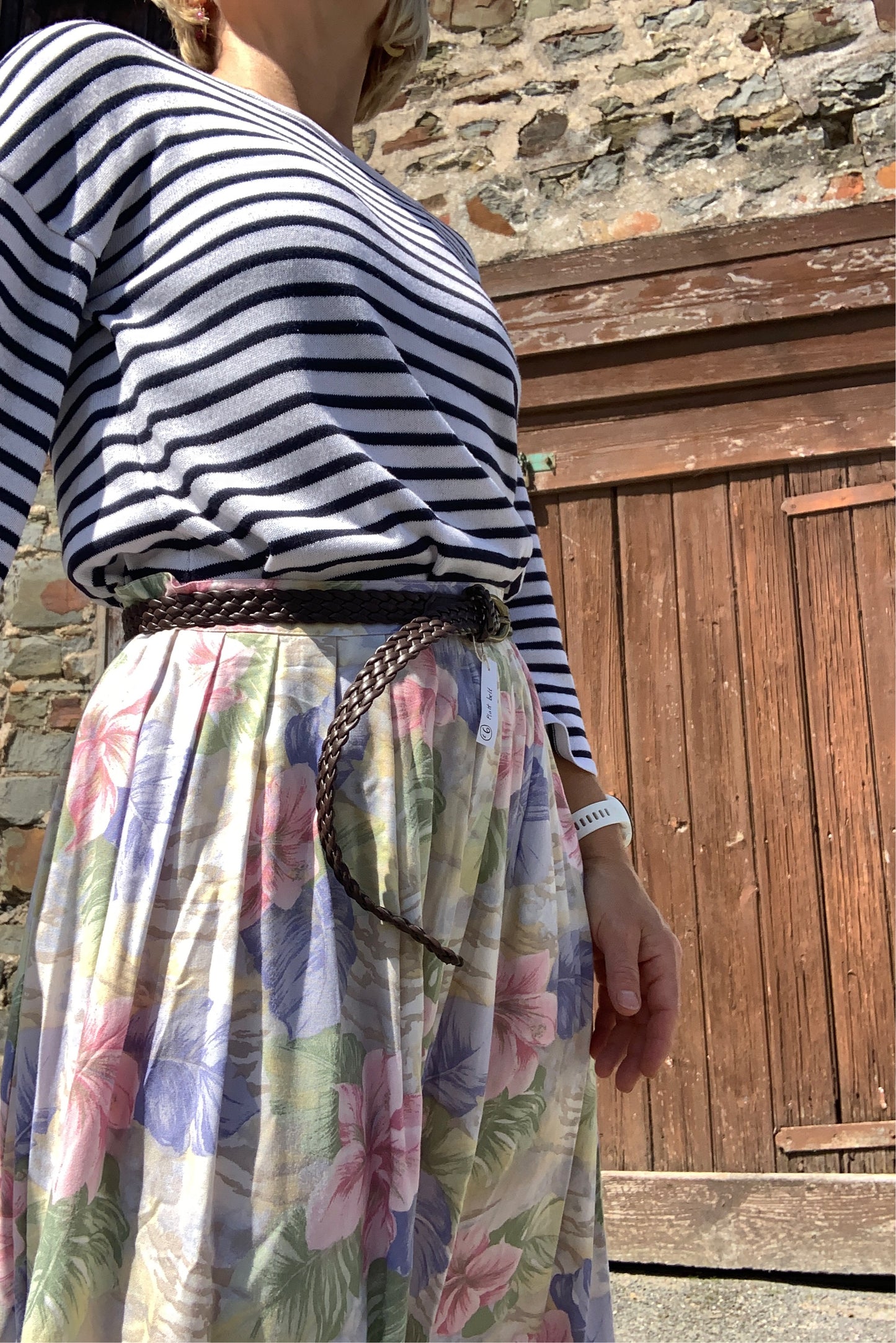 Vintage 1980’s pastel floral midi skirt