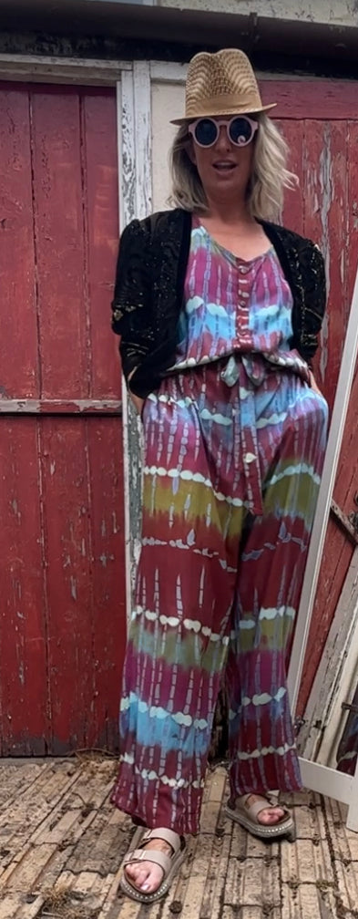 Handmade colourful patterned jumpsuits