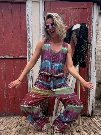 Handmade colourful patterned jumpsuits