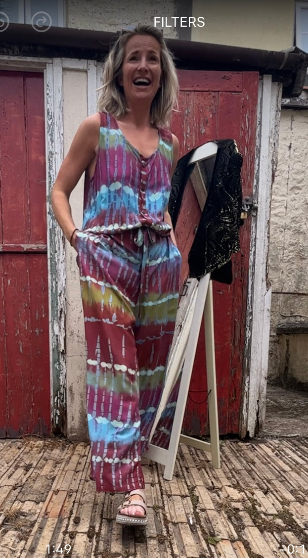 Handmade colourful patterned jumpsuits