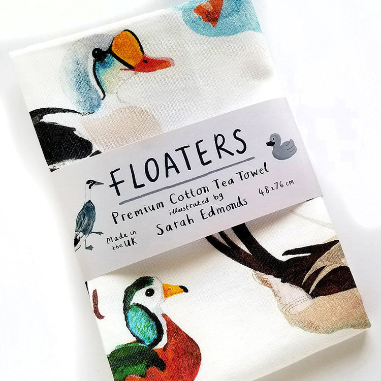 Floaters cheeky bird premium tea towel