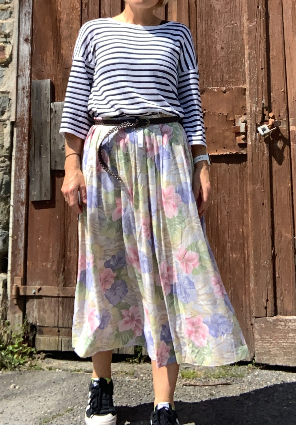Vintage 1980’s pastel floral midi skirt