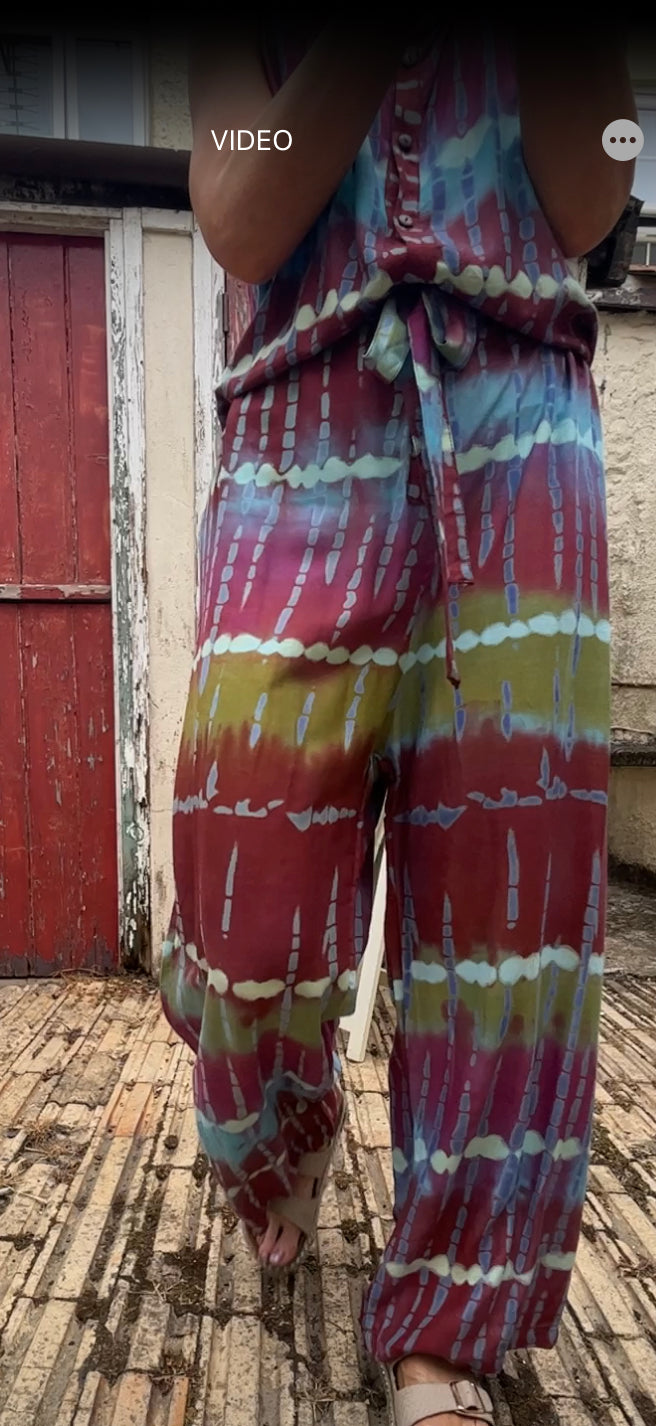 Handmade colourful patterned jumpsuits