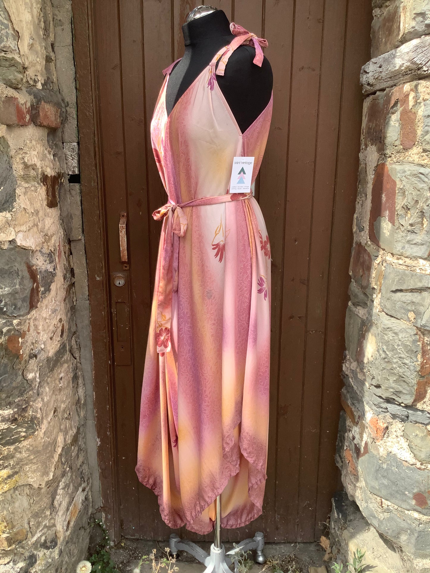 Hand made Indian sari fabric belted jumpsuit/Romper