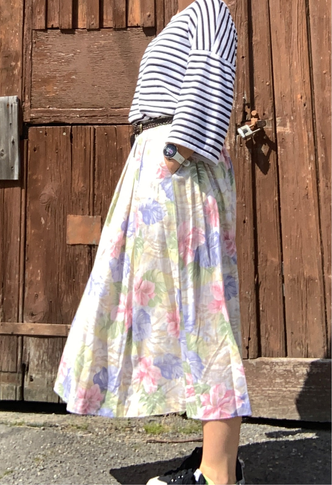 Vintage 1980’s pastel floral midi skirt