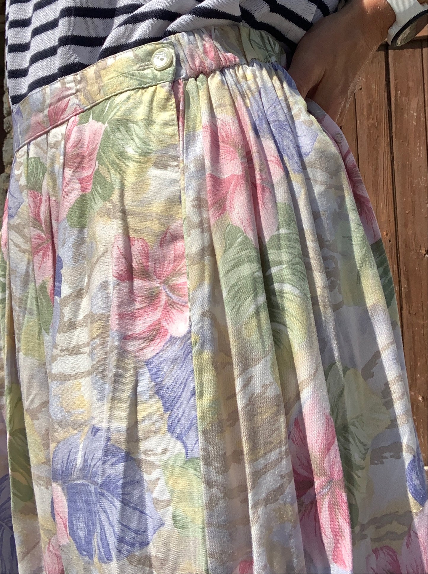 Vintage 1980’s pastel floral midi skirt