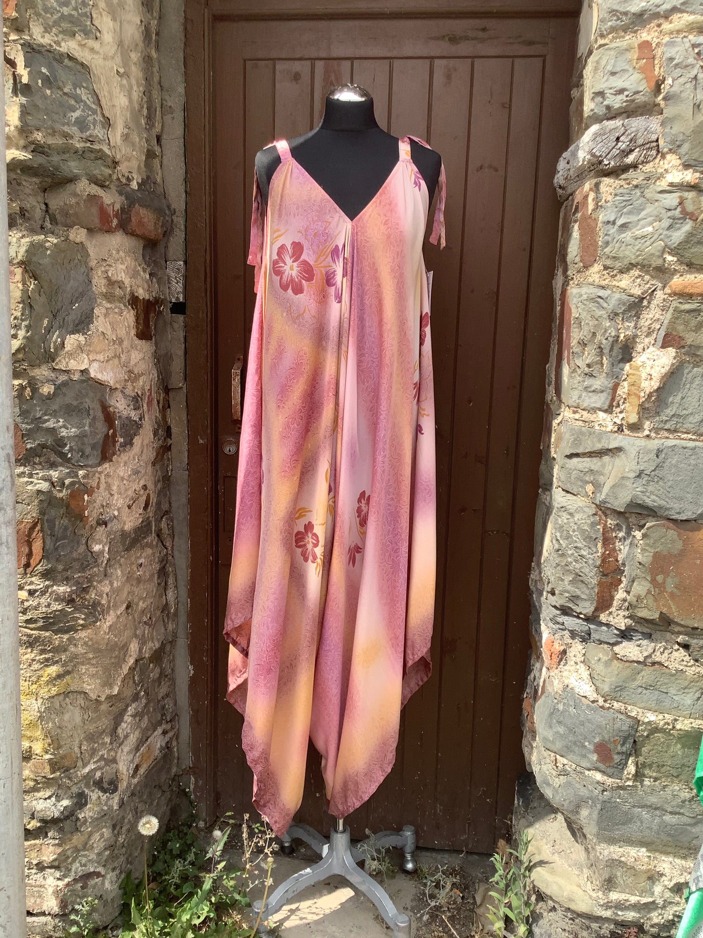 Hand made Indian sari fabric belted jumpsuit/Romper
