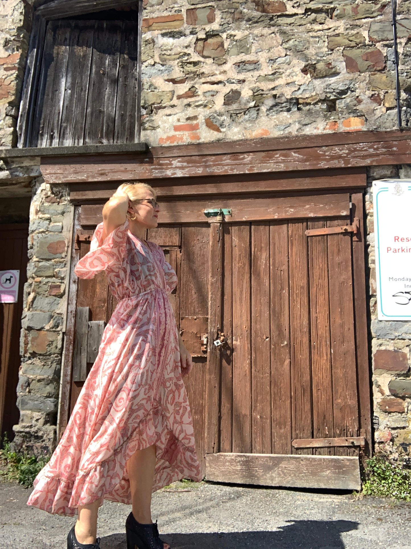 Handmade boho/prairie style silk sari dress