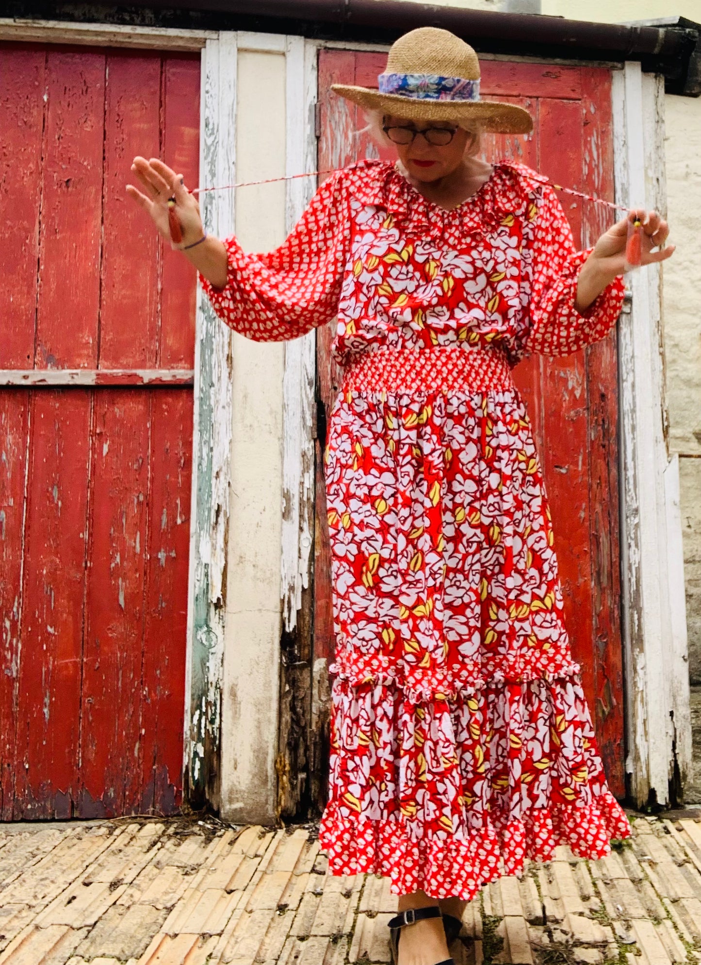 Vintage 1980’s colourful prairie style dress sz 8-14