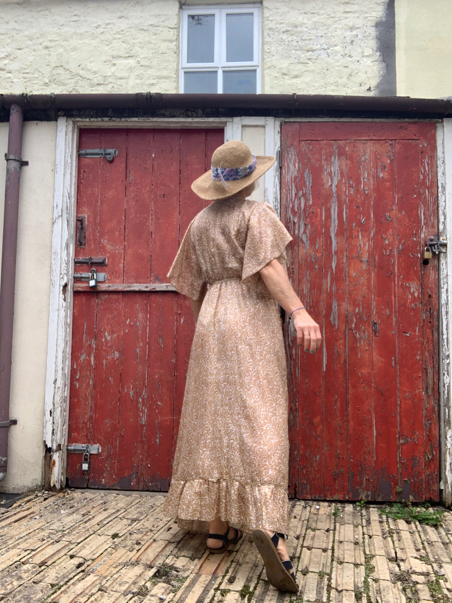Handmade boho/prairie style silk sari dress