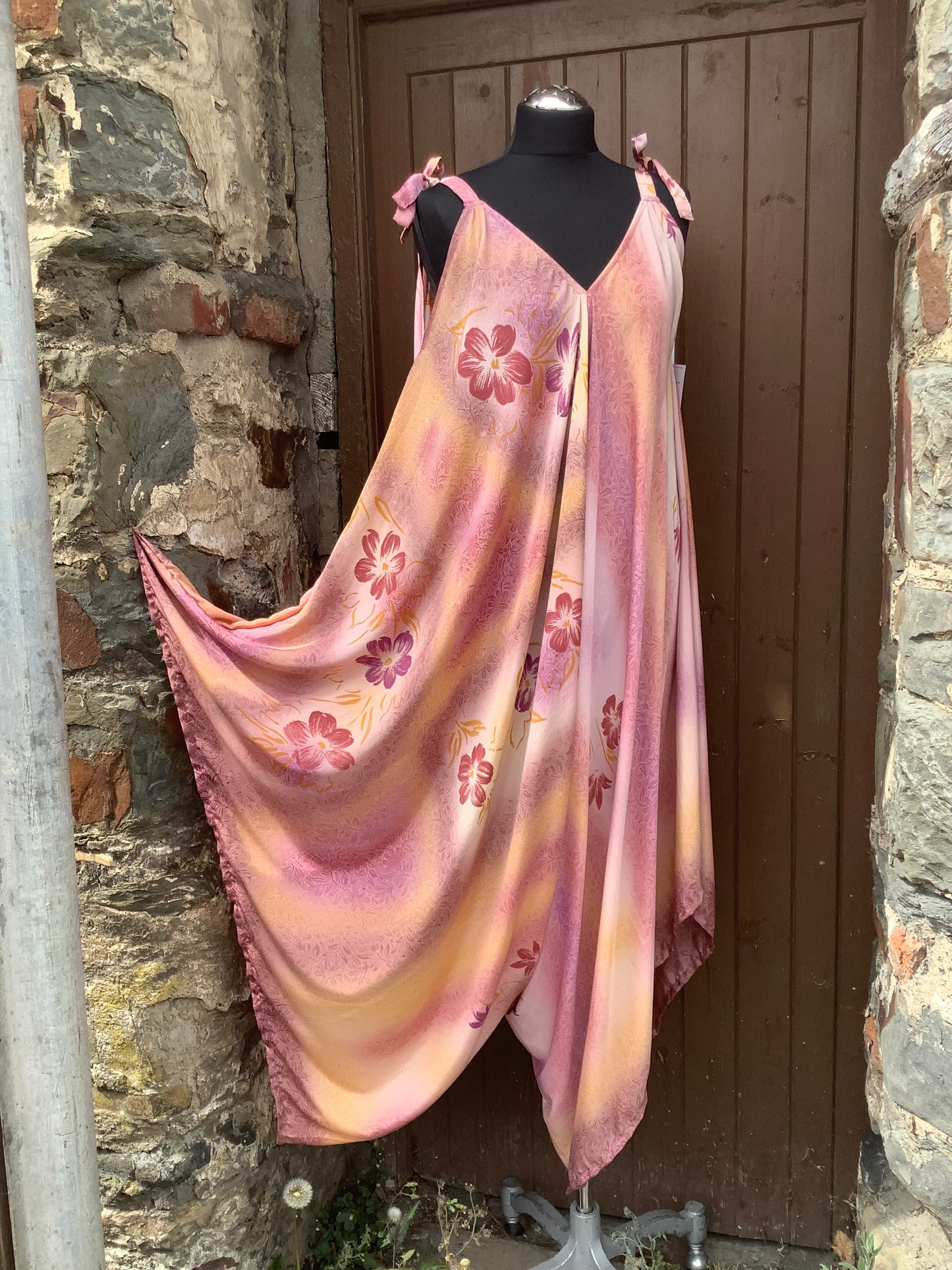Hand made Indian sari fabric belted jumpsuit/Romper